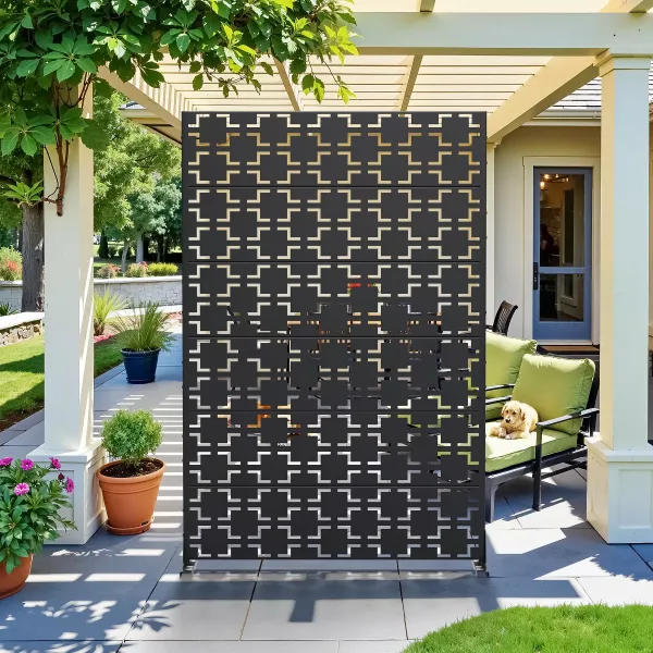 72 in. x 47 in. Outdoor Metal Privacy Screen Garden Fence in Squares Pattern