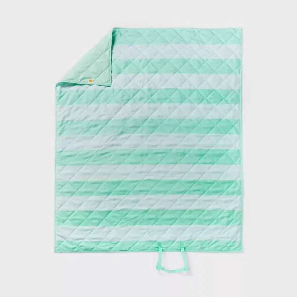 Mint Striped Picnic Blanket