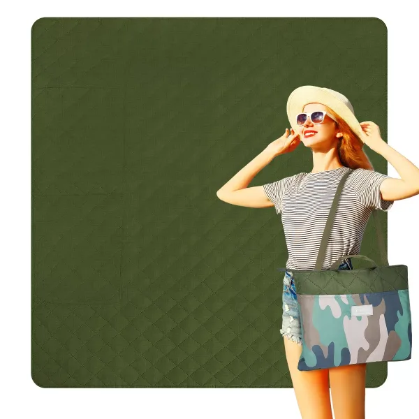 Outdoor Portable Picnic Blanket with Shoulder Strap, 50”x 60” Camping Blanket, Beach Picnic Blankets, Lightweight for Summer Camping