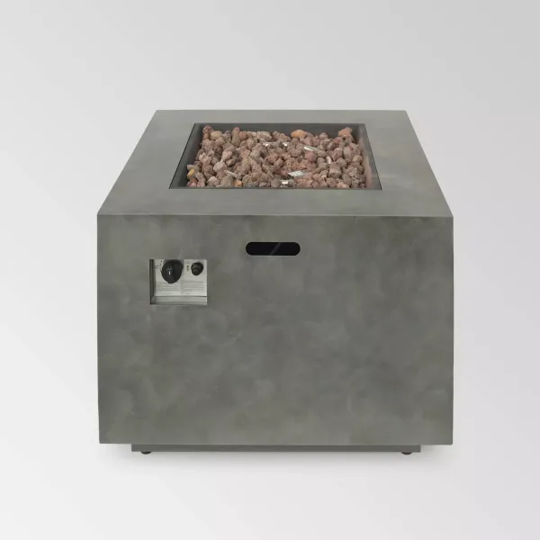 33" Iron Gas Fire Pit Gray : Propane Outdoor Fireplace, No Assembly Required